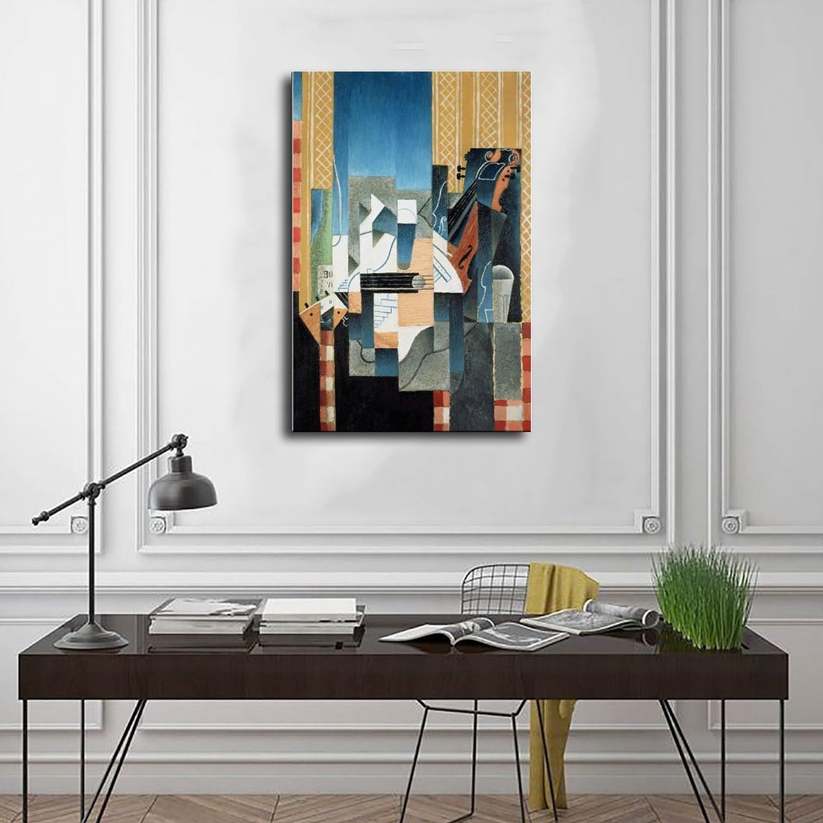 ANFOTCM Juan Gris, martwa natura ze skrzypcami i gitarą, abstrakcyjna, artystyczna dekoracja ścienna plakat rodzinny bar restauracja garaż kawiarnia sztuka znak prezent 24 x 36 cali (60 x 90 cm)