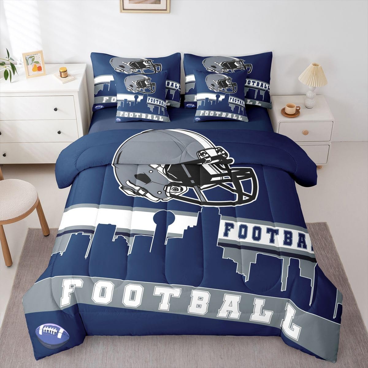 Erosebridal Football City 7 Pcs Comforter Set Football Bedding King