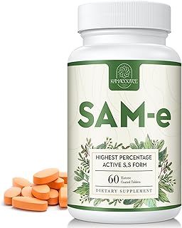 1100mg SAM-e (S-Adenosyl-L-Methionine), SAM e Supplement for Mood, Joint & Liver, Highest Concentration of Active S,S Form Same, Vegan, 60 Tablets