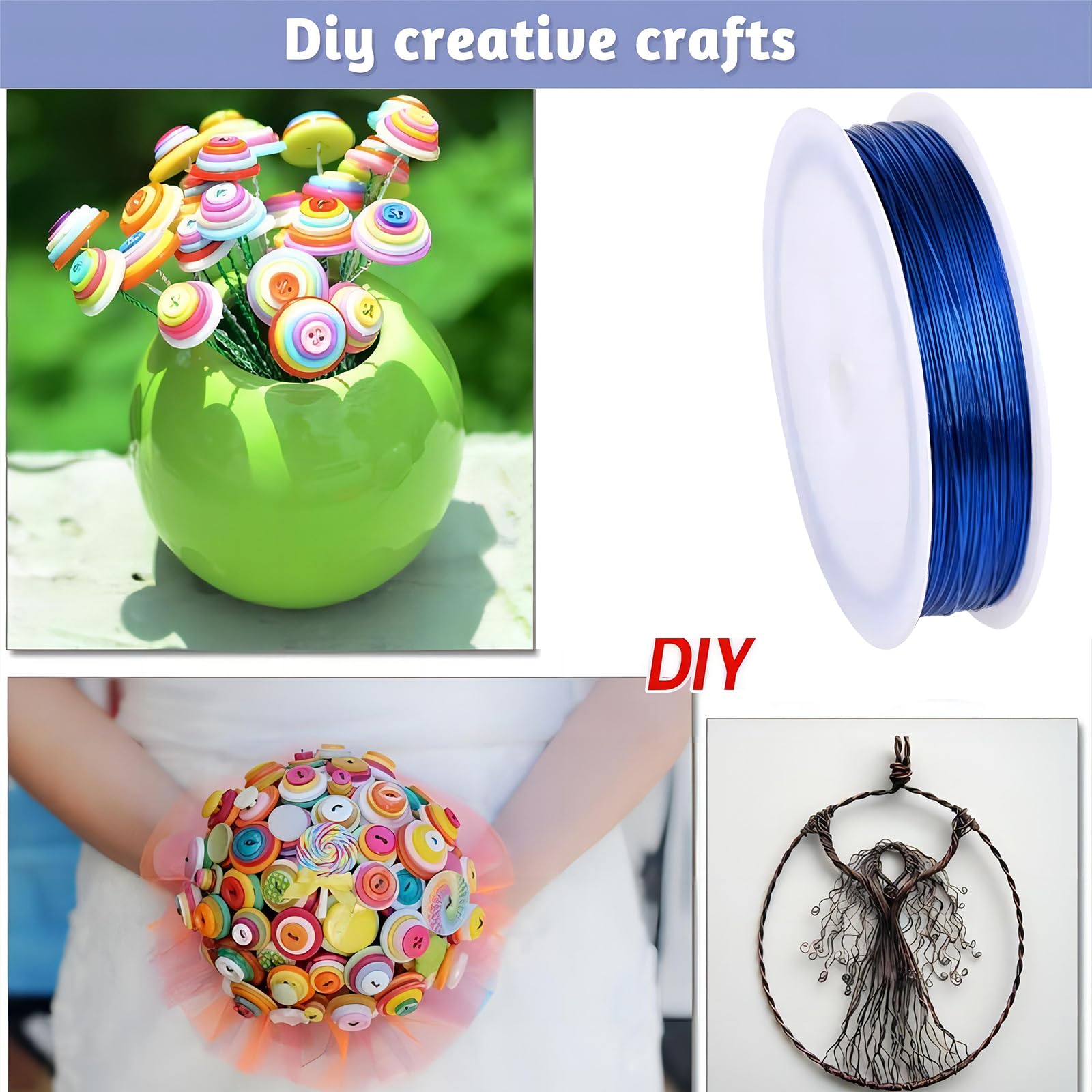 PAITOK 80 mètres de fils artisanaux de 0,5 mm pour la fabrication de bijoux, fil de fer pour l'enroulement, fil de jardinage pour bricolage modèles et artisanat