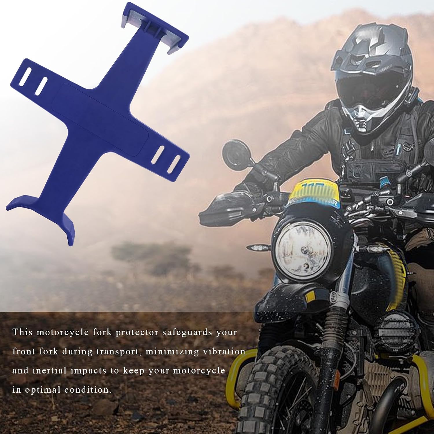Motorcycle Fork Guard Suspension Support Brace, 11.2" Universal Dirt Bike Fork Saver Transportation Tool, Suspension Guard Protector for Dirt Bike Motocross Supermoto (Blue)