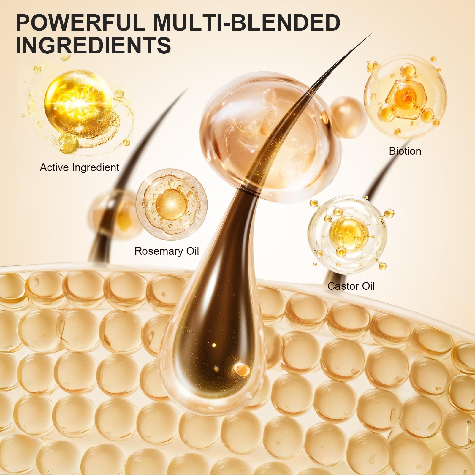 Hair Growth Serum naturalna pielęgnacja włosów do skóry–3x60ml | z olejkiem rozmarynowym,olejem rycynowym i biotyną serum do włosów przeciw wypadaniu włosów dla mężczyzn i kobiet