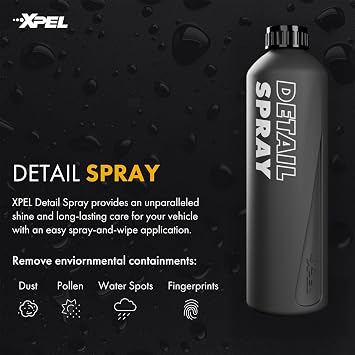 XPEL Detail Spray، 16oz - رذاذ تفصيل وتنظيف احترافي عالي اللمعان يعزز المظهر الخارجي للسيارة مع تشطيب خالٍ من الخطوط وتألق