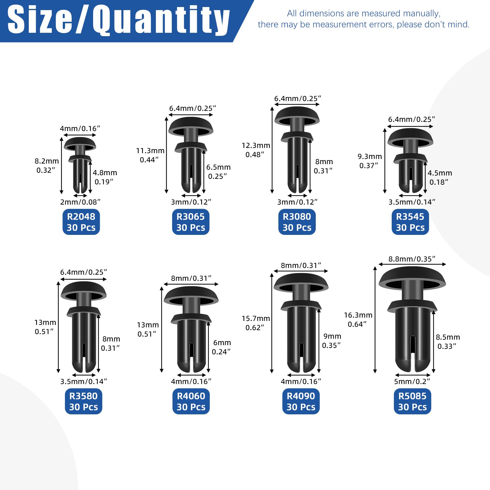 240pcs Rivets - Nylon Push Fasteners for Car Bumper -2