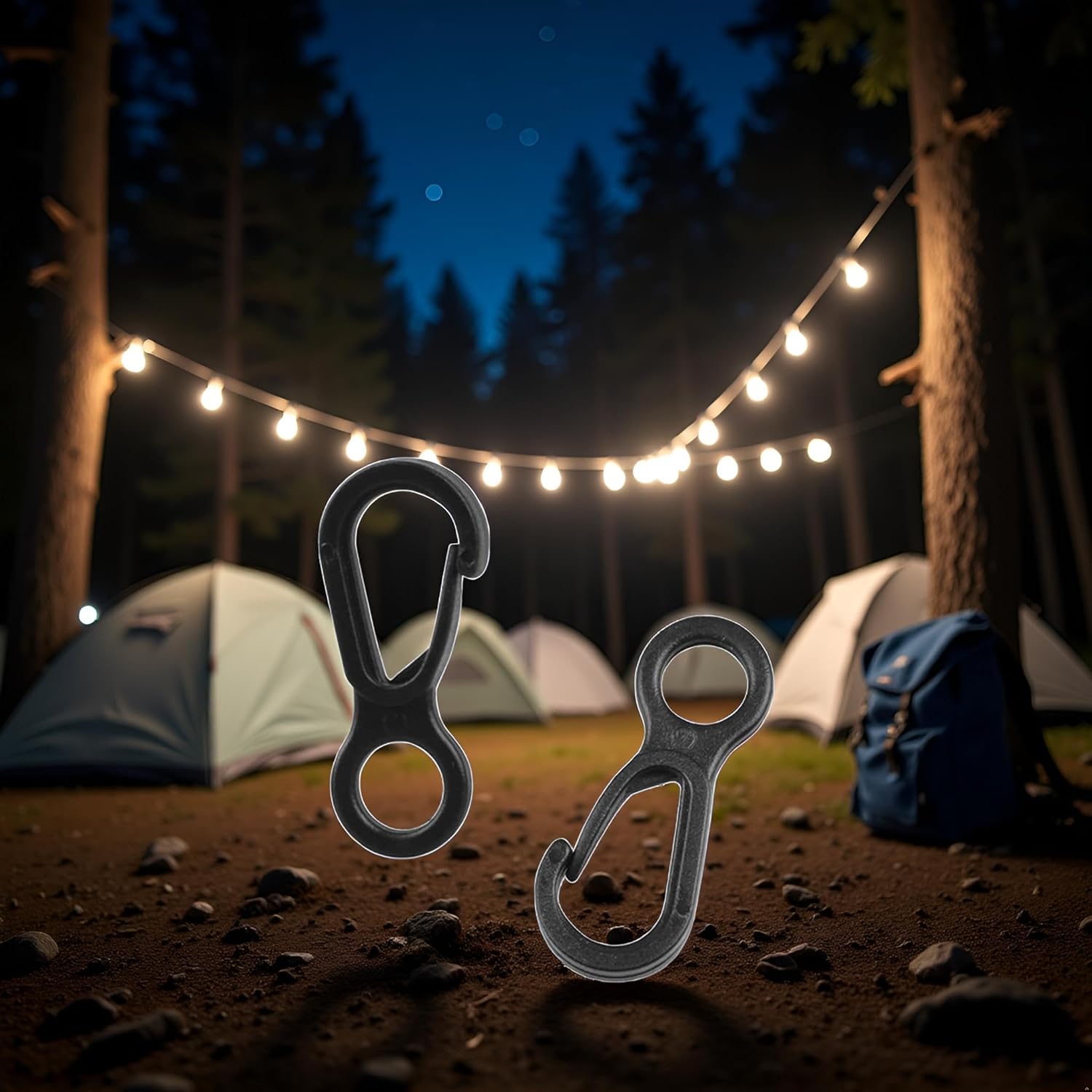 10Pcs Black Plastic Multifunction Snap Clip Hook Camping Carabiner Buckle,Camping Equipment Tent Buckle Clips Tent Hooks for Lights Hanging to Canopy Outdoor Tent Accessories and Keychain Carabiners - Image 5