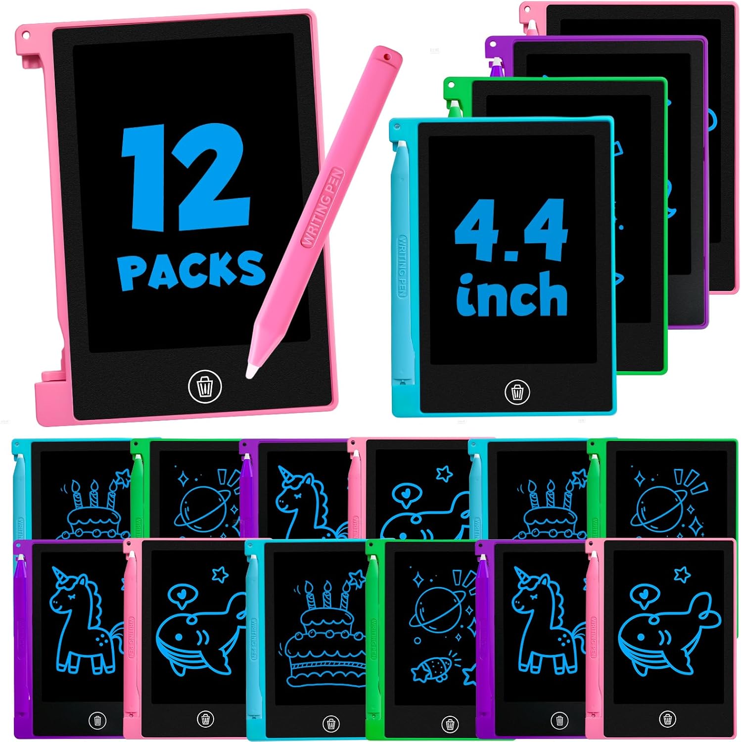 32 Pack 4.4 Inch Mini LCD Writing Tablet for Kids, Erasable and Reusable Toddler Doodle Board, Ideal School or Party Favors Gift for Age 3 Years Old and Above