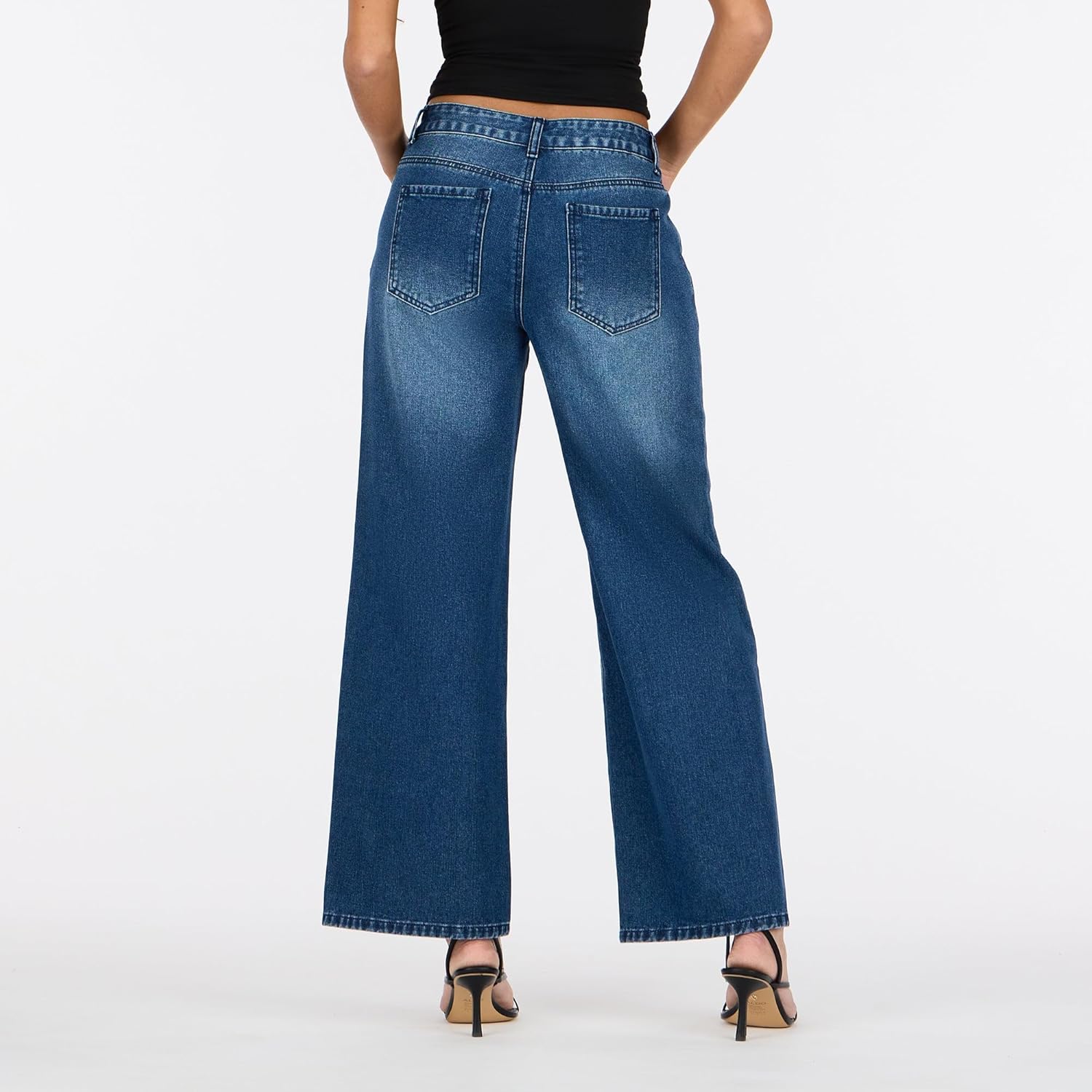 Forever 21 Womens Rhinestone Heart Wide Leg Jeans - Image 3