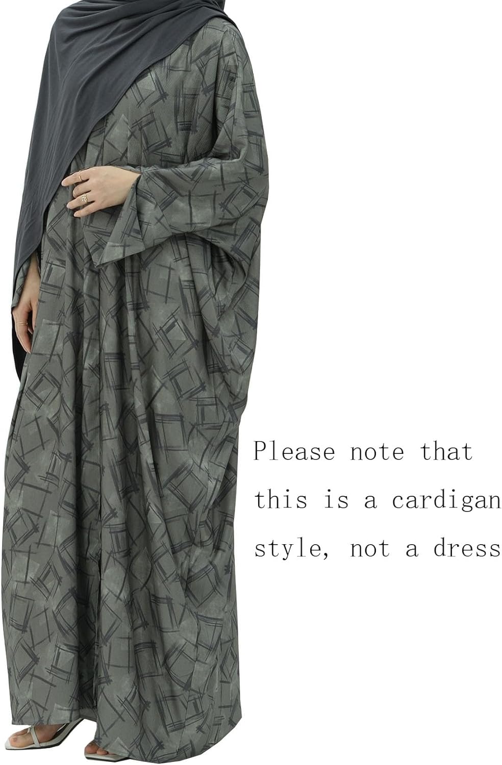 Muslim Prayer Cardigan Fashion Geometry Abaya Islamic Light Dress Comfortable Long Robe for Women - Image 2