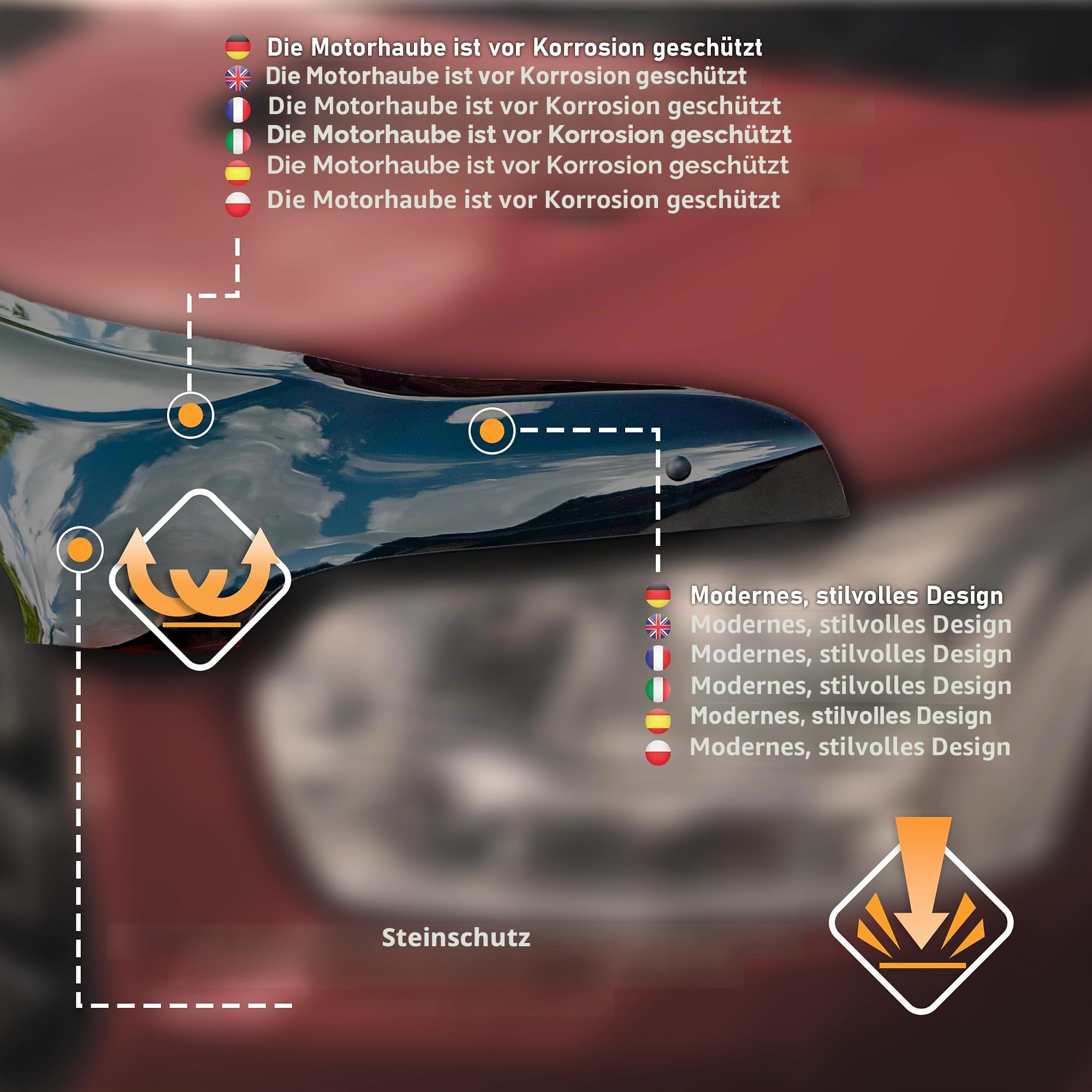 CHROMEMASTER Auto Zubehör; Steinschlagschutz; Motorhaubenabdeckung Kompatibel mit Dacia Duster III 2024+ | ABS, Glänzend, Schwarz; Motorhaubenschutz, Deflektor Schützt die Motorhaube vor Steinen