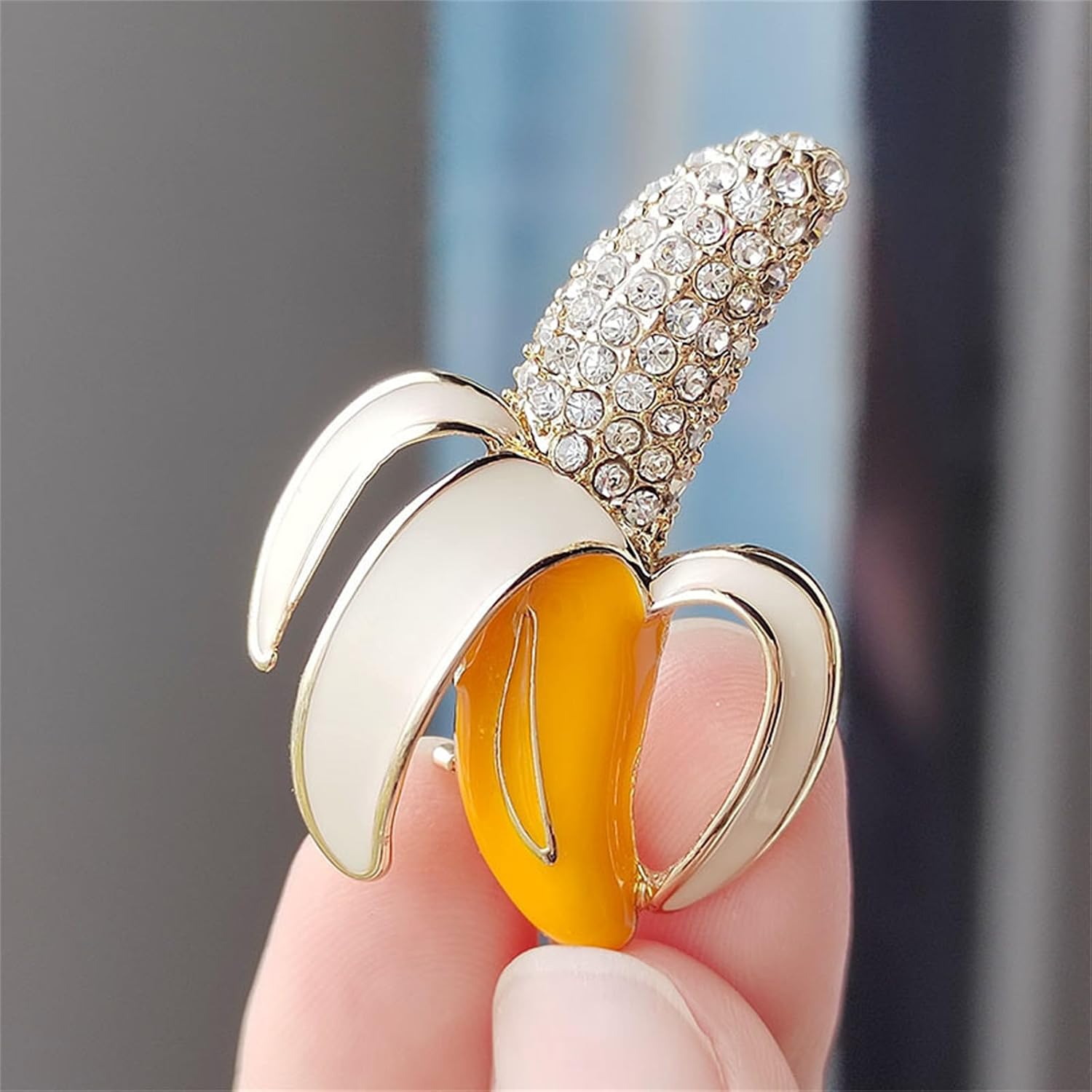 Crystal Banana Brooch Pin for Women Tropical Banana Enamel Brooch Unique Fruit Pin Dainty Christmas Birthday Jewelry Clothing Backpack Jacket Hat Decoration image 4