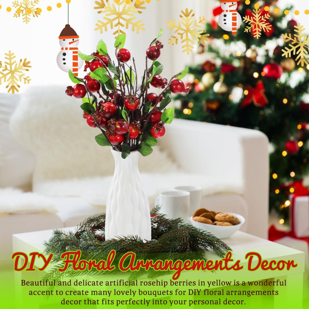 Alipis Artificial Rosehip Berries Simulated Pomegranate Fruit Floral Accessories for DIY Flower Arrangements Pomegranate Decor Christmas Holly Berries Style Home Wedding Party