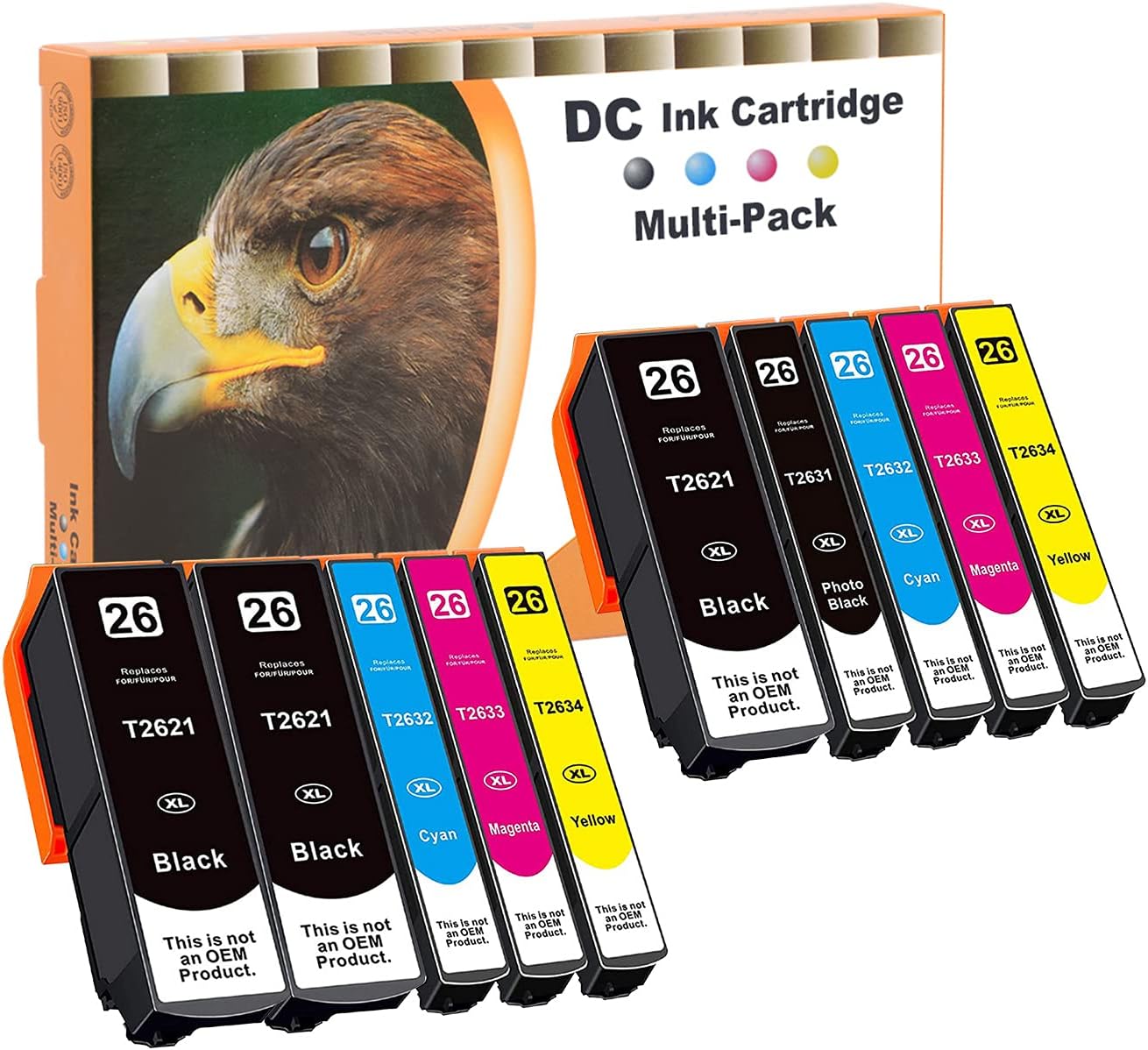 D&C Compatible Ink Cartridge Replacement for Epson 26XL for Epson Expression Premium XP-510 XP-520 XP-600 XP-605 XP-610 XP-615 XP-620 XP-625 XP-700 XP-710 XP-720 XP-800 XP-810 XP-820 (10-Pack)