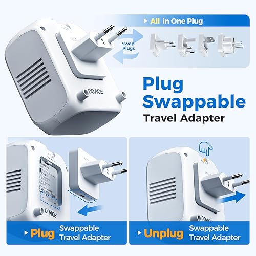 Miniatura 9 de DOACE Convertidor de voltaje de 2000W EE. UU. a Europa - Convertidor de 220V a 110V para viajes europeos, adaptador combo convertidor de potencia