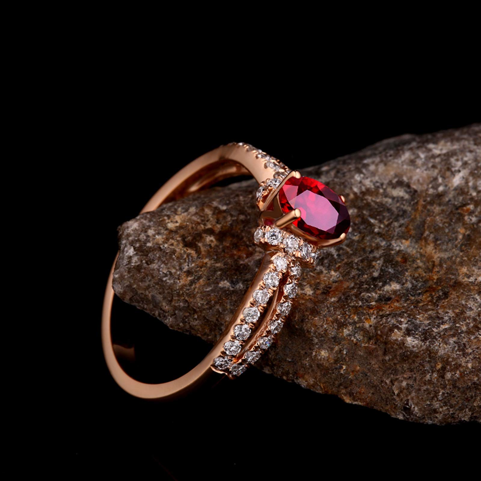 Beydodo Pierścionki partnerskie 750 diament z rubin 0,57/0,99 ct różowe złoto pierścionek zaręczynowy e 18 karatów (750) czerwone złoto, 63 cm (20,1 cala), colore: 0.57ct, cod. TLLWGZ3617