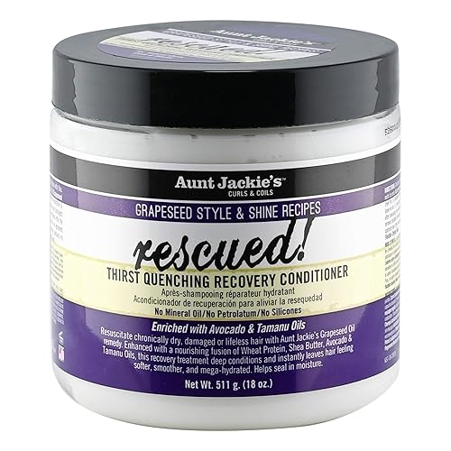 Aunt Jackie's Recetas de semillas de uva y brillo rescatadas para calmar la sed, tratamiento de reparación del acondicionador de recuperación del