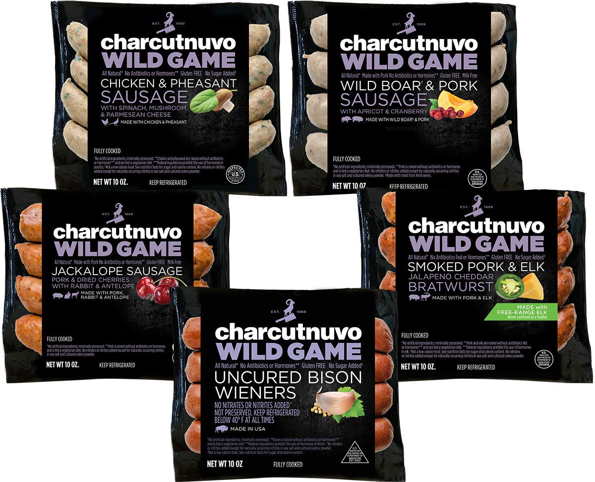 Buy CharcutNuvo Wild Game Sausage Variety Pack 10oz, 5 Pack Grass