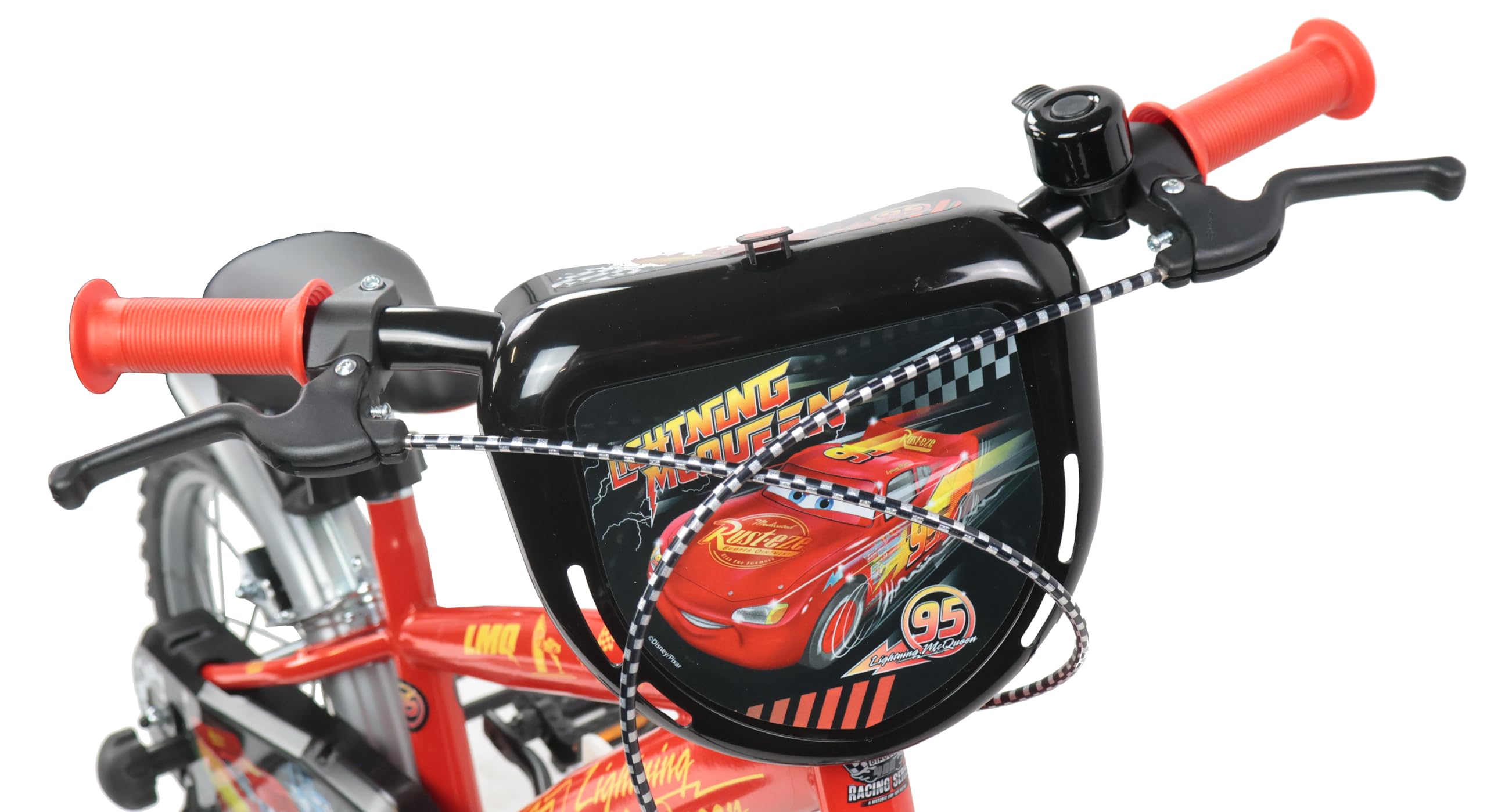 Denver Bike Bicicletta Bambino 16 Pollici Licensed Cars, 4-6 Anni, Rotelle Removibili, Freni Caliper Anteriore/Posteriore, Telaio Acciaio, Ruote Gonfiabili, Borraccia e Scudo