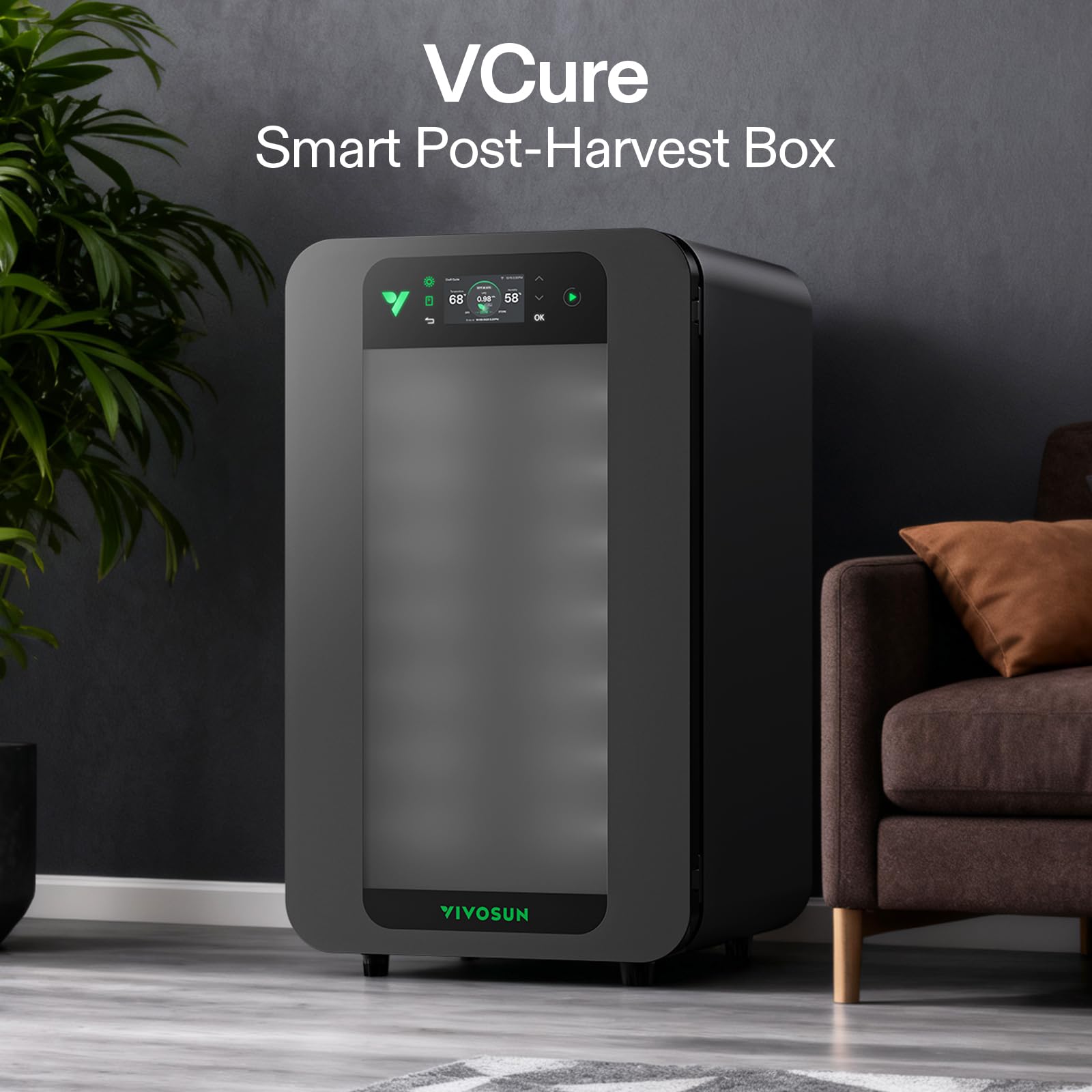 VIVOSUN Smart Post-Harvest Box, armario seco automático con control de temperatura y humedad, caja de almacenamiento con control de aplicación, programas individuales