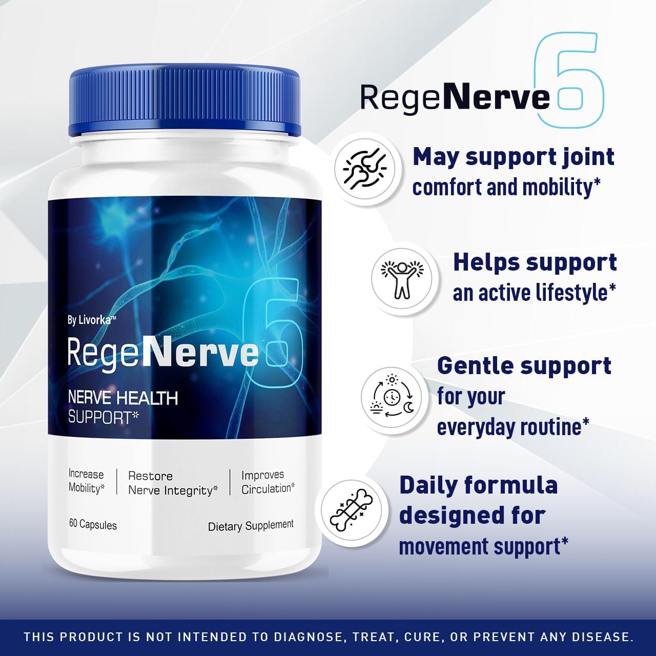 (5 Pack) RegeNerve 6 Capsules - Official RegenNerve Six Advanced Formula Pills, All Natural RegeNerve6 Support Supplement Vitamin Formula for Wellness & Overall Health, 300 Capsules for 5 Months