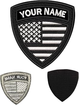 Custom US Military Name Patch, Custom Embroidery Name Patches 2 PCS, Personalized Tactical Military Patches, Number Tag with Hook and Loo p for Clothing Backpacks Caps Hats Jackets White