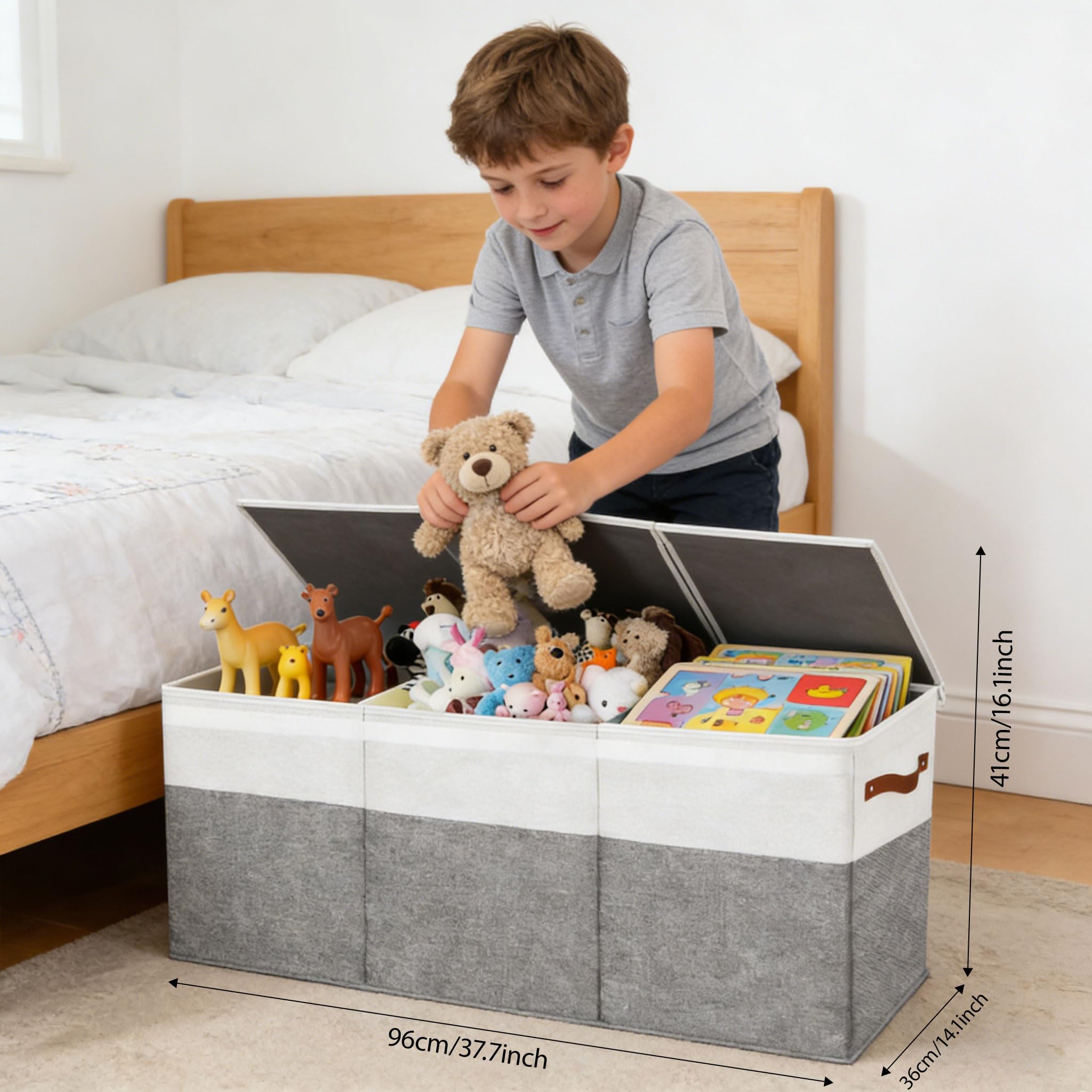 Grande capacité de 150 l, boîte de rangement pliable pour jouets pour enfants, compartiments réglables, matériaux, organisateurs de maison, grande capacité, taille S
