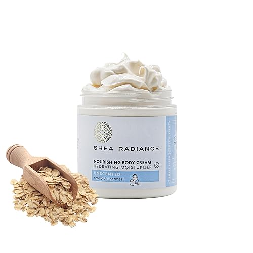 Shea Radiance Crema corporal nutritiva con avena coloidal Hidratante hidratante para pieles sensibles Hidratación suave con humedad duradera Sin