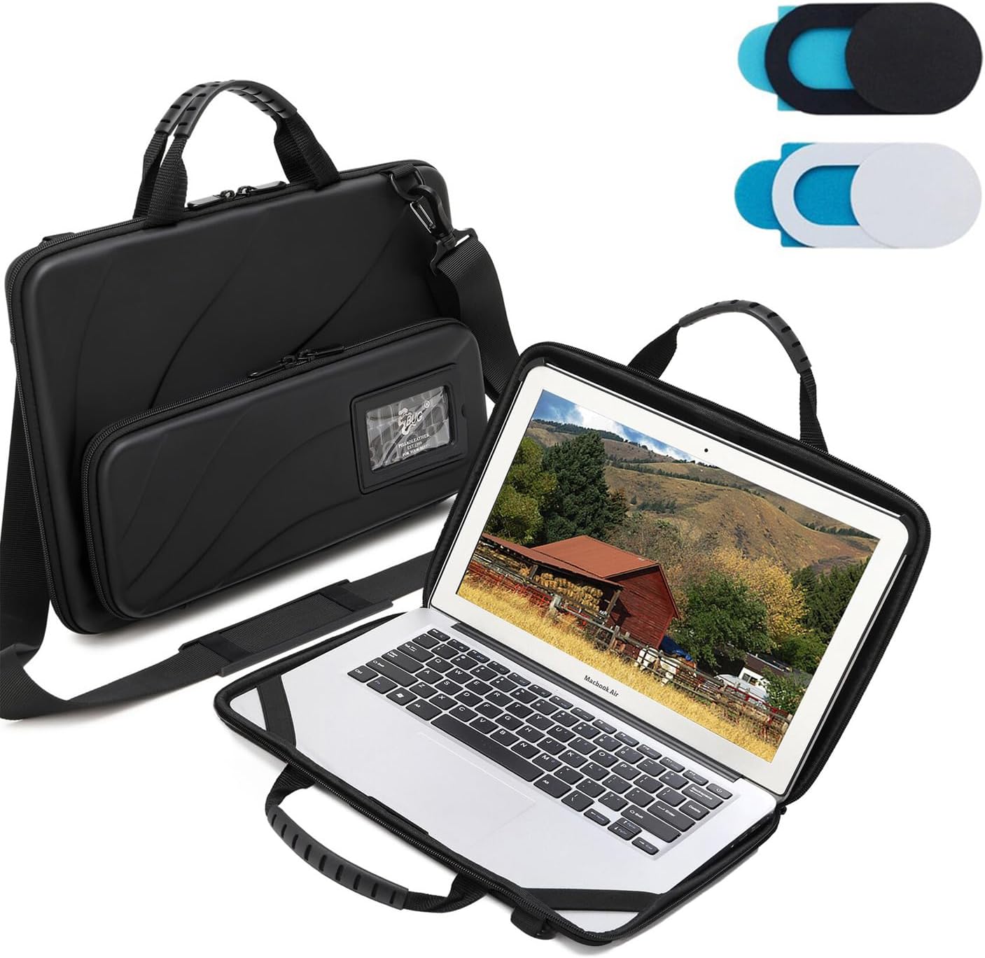 Laptop Case Hard Shell Bag,14.2-15.6 Inch, Laptop Sleeve Compatible with MacBook Air/Pro 13/Pro 14,HP Dell Acer, Laptop Travel Case,Computer Bag Carrier Protective with Shoulder Strap & Webcam Cover