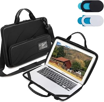 Laptop Case Hard Shell Bag,13-14 Inch, Laptop Sleeve Compatible with MacBook Air/Pro 13/Pro 14,HP Dell Acer, Laptop Travel Case,Computer Bag Carrier Protective with Shoulder Strap & Webcam Cover