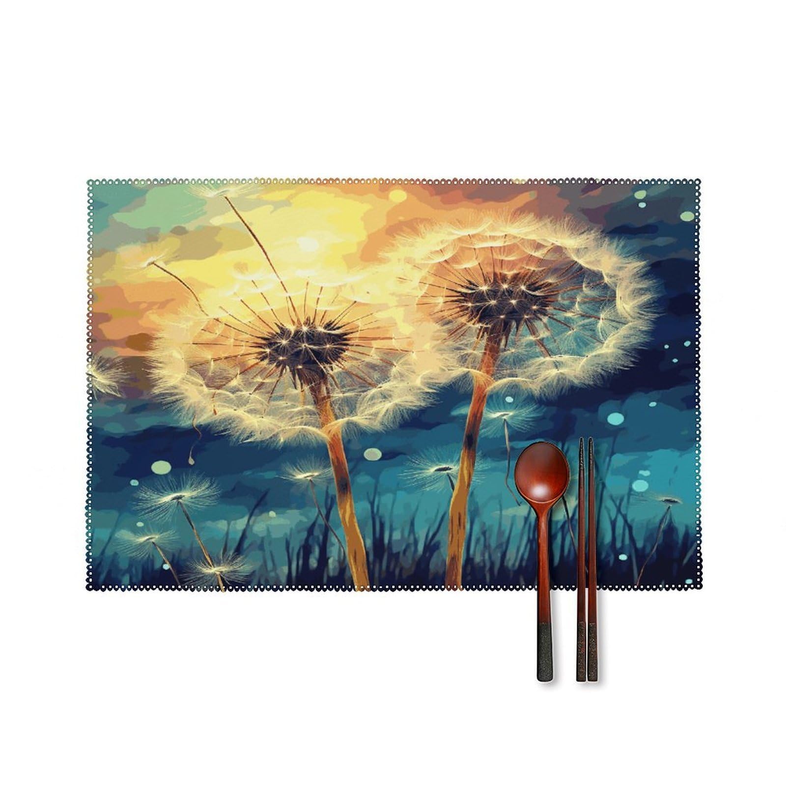 Fekiloot Style Dandelion Diy Drawing Paint Placemats Set Of 6,Table Mat