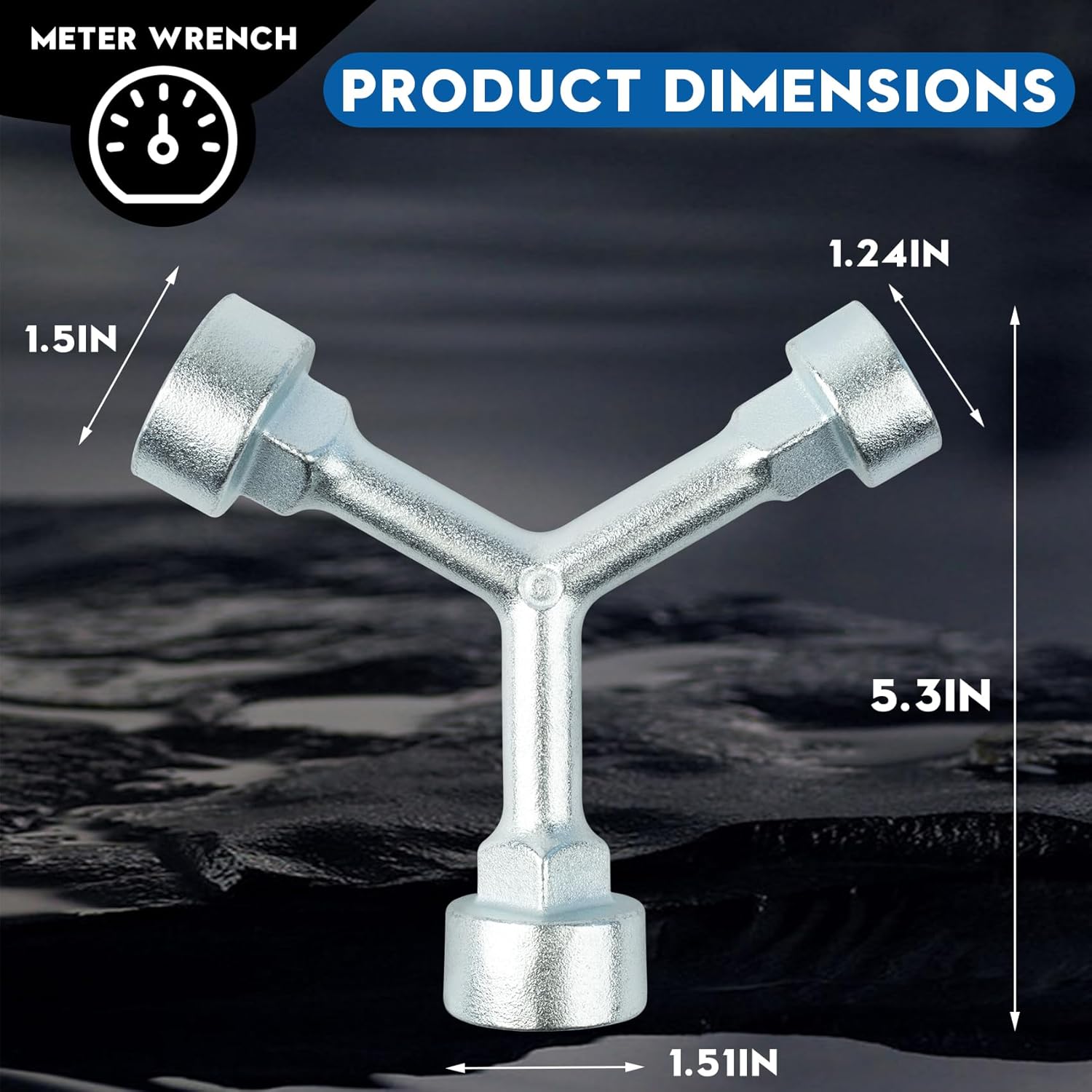 MKH10820 Meter Box Key Wrench Set (1.2"/1.5"/1.5") for Water Meter Boxes, Valve Shut-Off, and Electric Meters - Heavy Duty Steel Construction