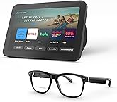 Amazon Echo Frames (newest model) + Echo Show 8 (newest model), Smart Glasses with Alexa, Square frames in Classic Black with prescription ready lenses