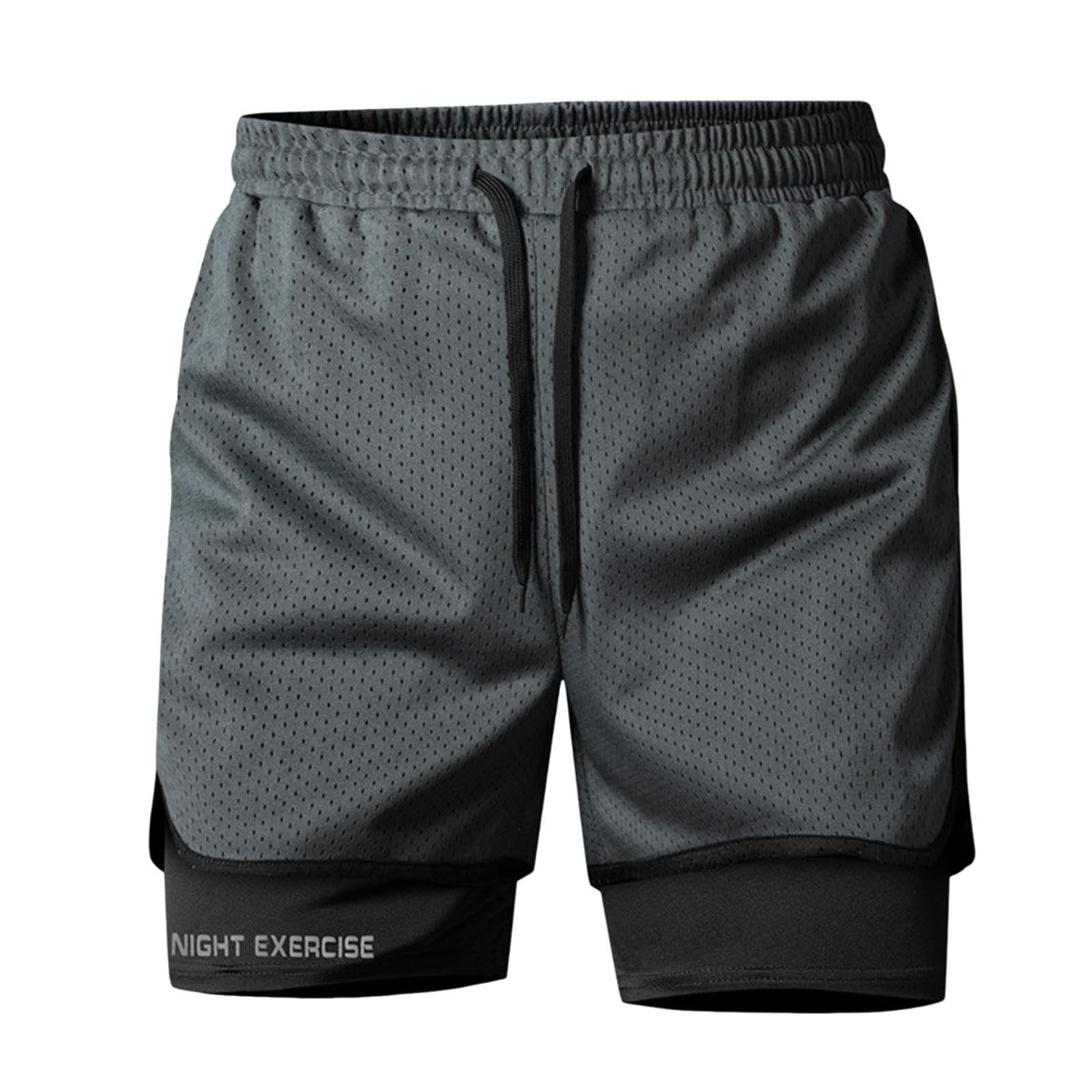 Sinzelimin 2 in 1 Shorts Men Workout Shorts Fashion Mesh Breathable Gym Athletic Shorts Track and Field Sports