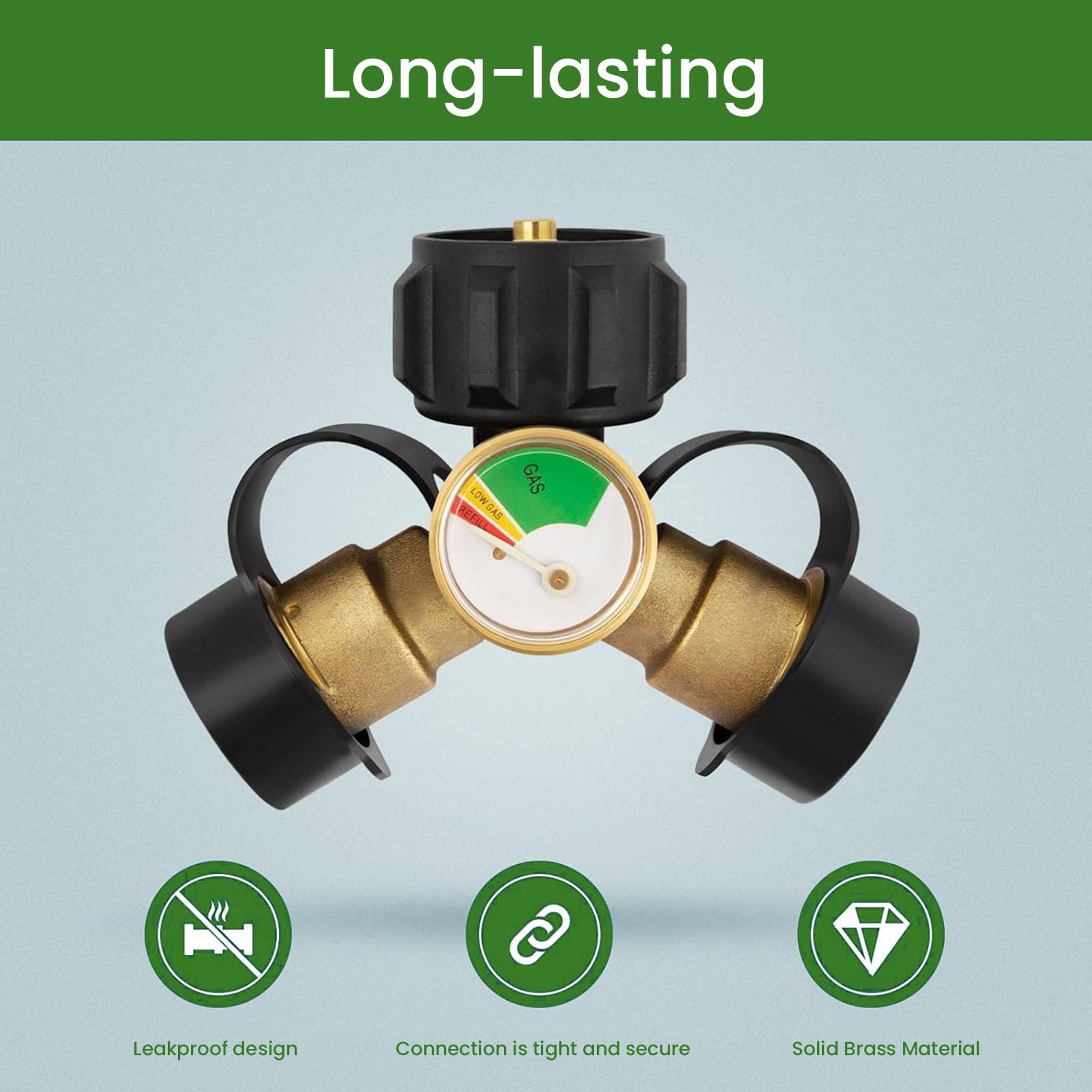 Tissting Divisore Serbatoio Gas 2 Vie con Manometro E Tubo 4ft in Ottone