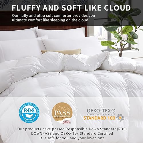 Miniatura 3 de Mr.Ye Edredón de plumas tamaño individual, edredón de plumón para todas las estaciones, suave relleno de edredón de hotel de 46 onzas, edredón