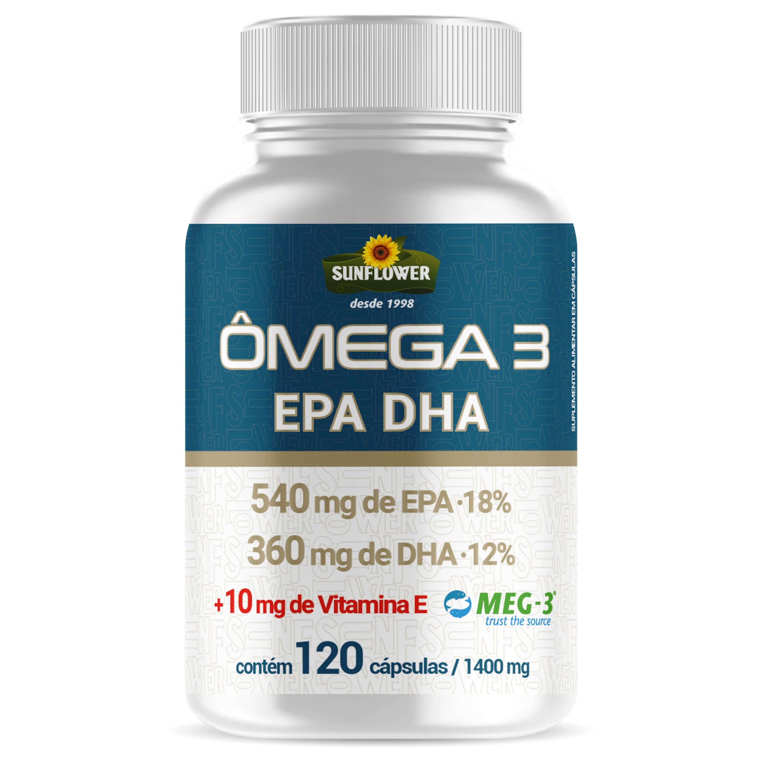 Omega 3 EPH - DHA + Vitamina E - 120 cápsulas Sunflower.