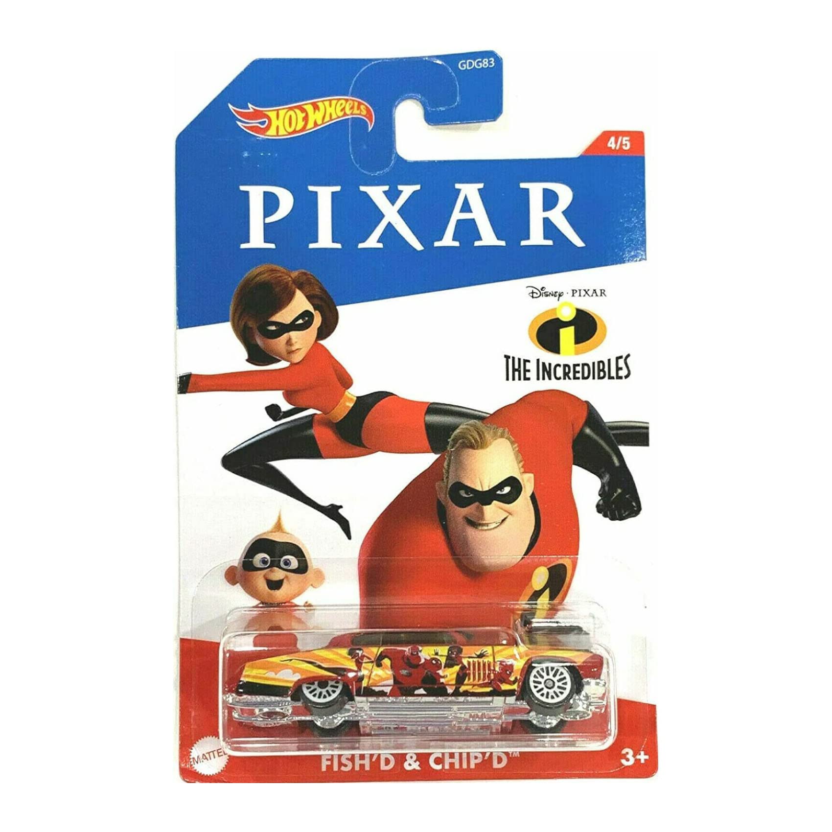 Hot Wheels Disney Pixar The Incredibles Fish'd & Chip'd Model Car Scale 1:64 Metal Die-Cast Mr. Amazing Elastigirl Jack-Jack