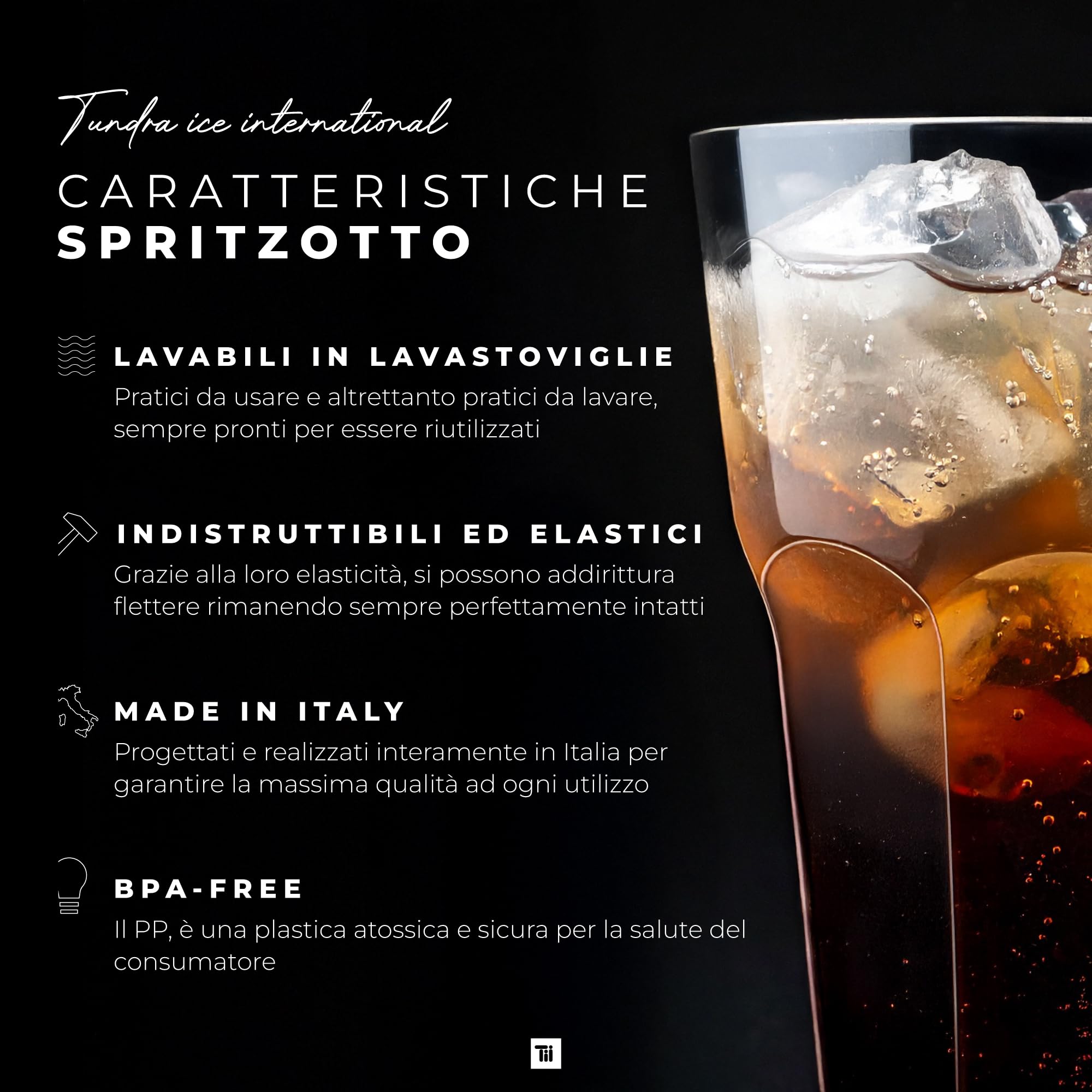 TUNDRA - Confezione 40 Bicchieri da COCKTAIL "SPRITZOTTO USA & RI-USA LEGGERO" 350 ml., BPA-FREE, in PLASTICA RICICLABILE (Polipropilene), INFRANGIBILI, Riutilizzabili e Trasparenti
