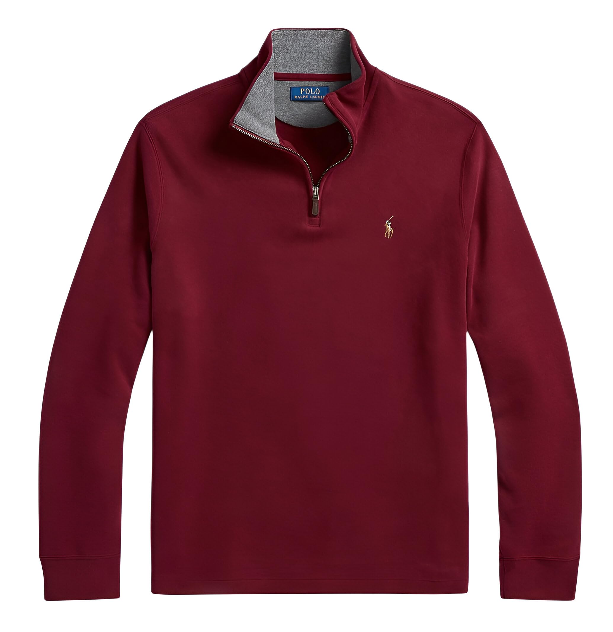 POLO RALPH LAUREN Estate Rib Quarter Zip Jumper (UK, Alpha, M, Regular, Regular, Red Heather)