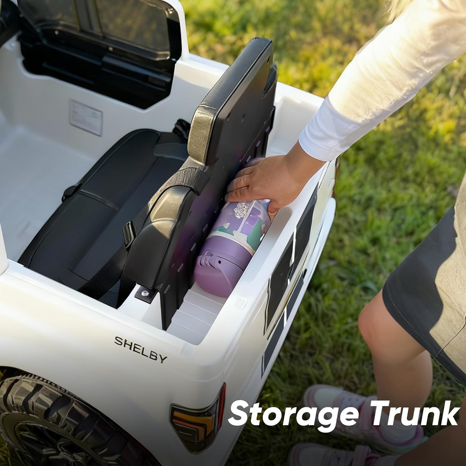 Hikiddo Licensed Ford Shelby F-150 24V Kids Ride on Toy, Electric Car for Kids with Remote Control, 400W Motors - White