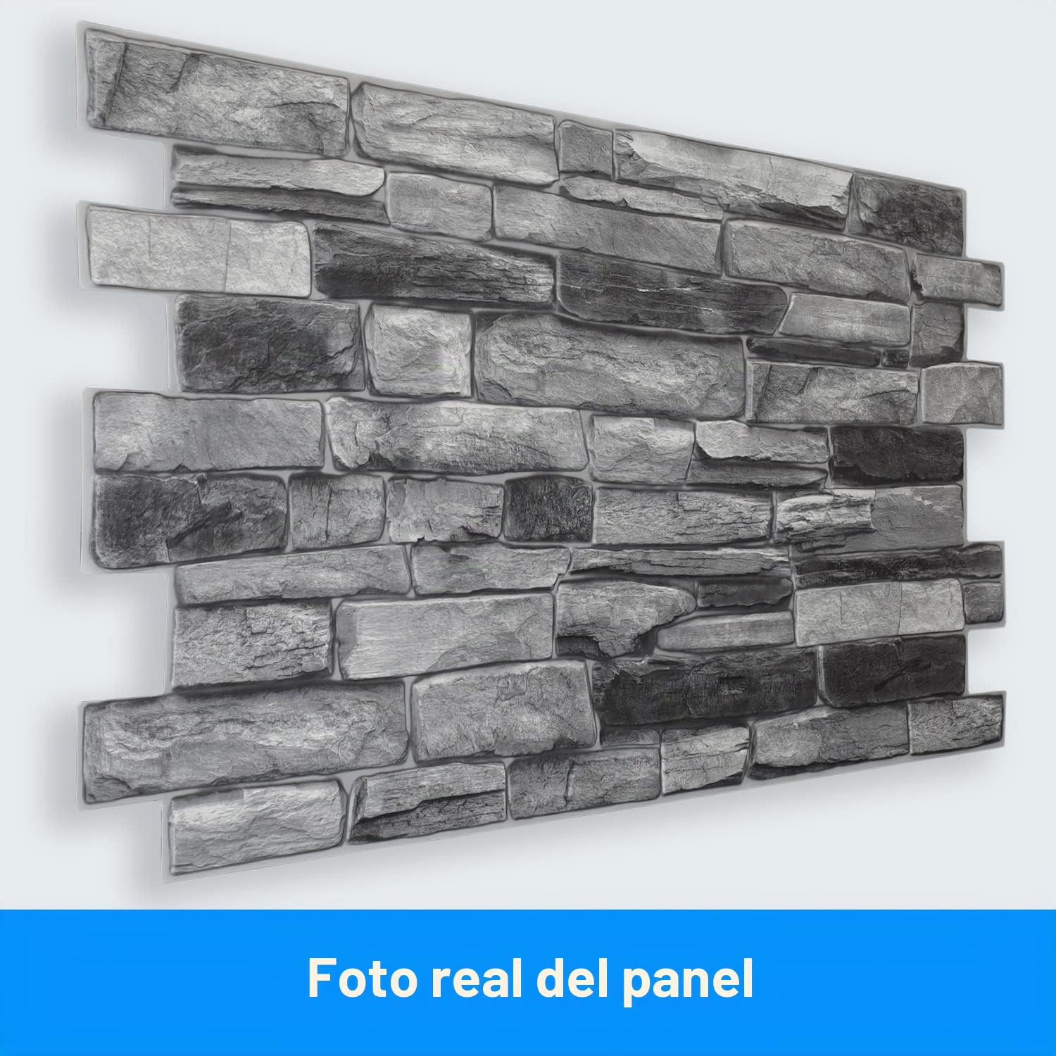 Paneles de pared de plástico PVC 3D decorativos azulejos revestimiento (Piedra Gris.)