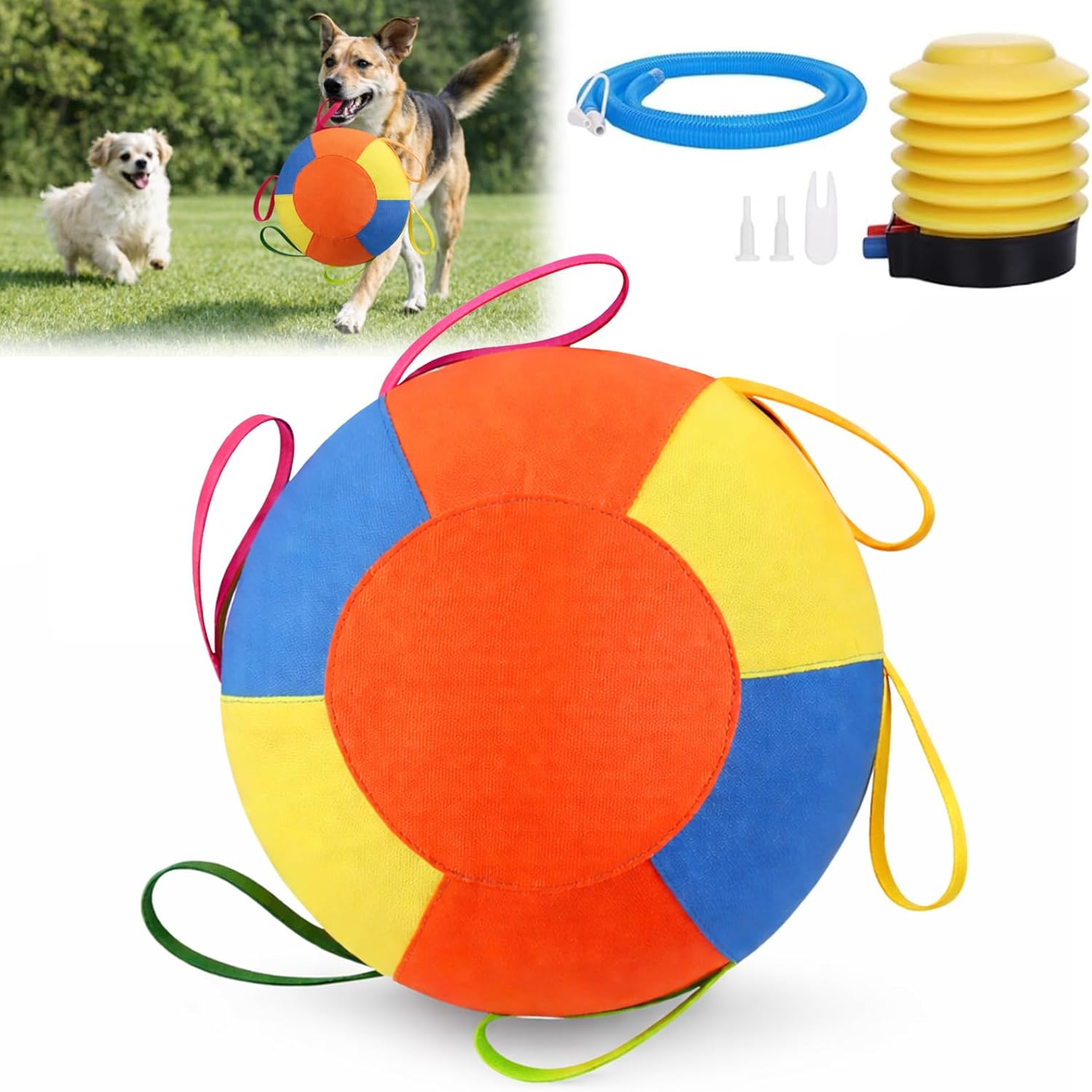 Herding Ball for Dogs,Calming Jumbo Ball for Dogs with Reinforced Tabs, Durable Anti Burst Dog Exercise Ball Toy for Outdoor Training Play, Includes Pump & Cover (Color A, Small)
