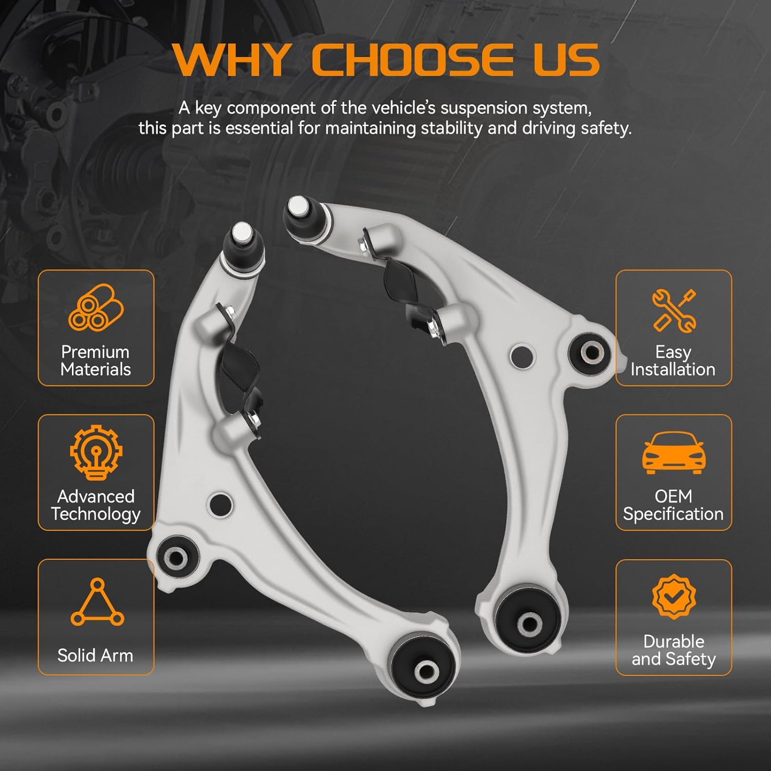 Front Lower Control Arms with Ball Joint Compatible with Nissan Altima 2007-2012# 54501-JA00B 54500-JA00B