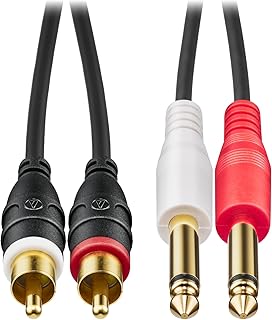 オーディオテクニカ ステレオケーブル (RCAピン×2 - φ6.3mmモノラル標準×2) 1.5m 変換プラグ オーディオケーブル RCA ケーブル 【国内正規品】 AT-MI81/1.5