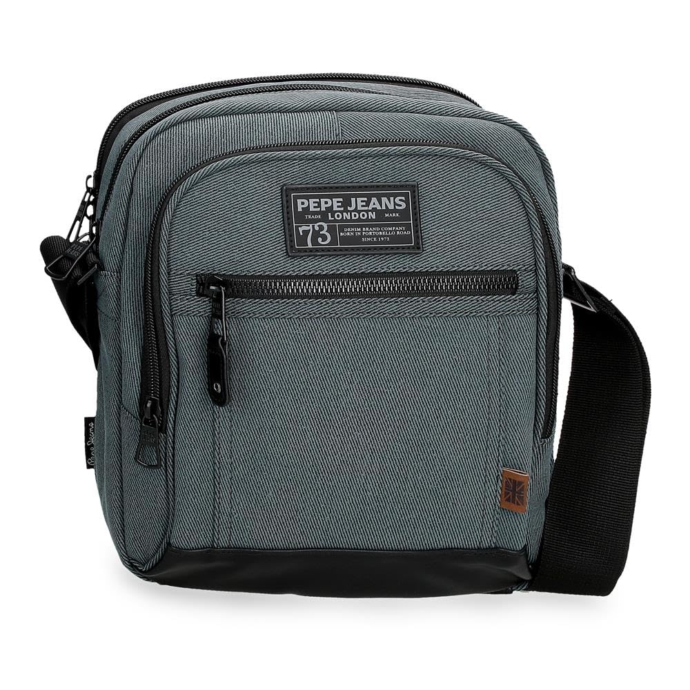 Pepe Jeans Aiden Two Compartments Navy Shoulder Bag 22x27x10 cm Polyester with Synthetic Leather Details 5.94L by Joumma Bags