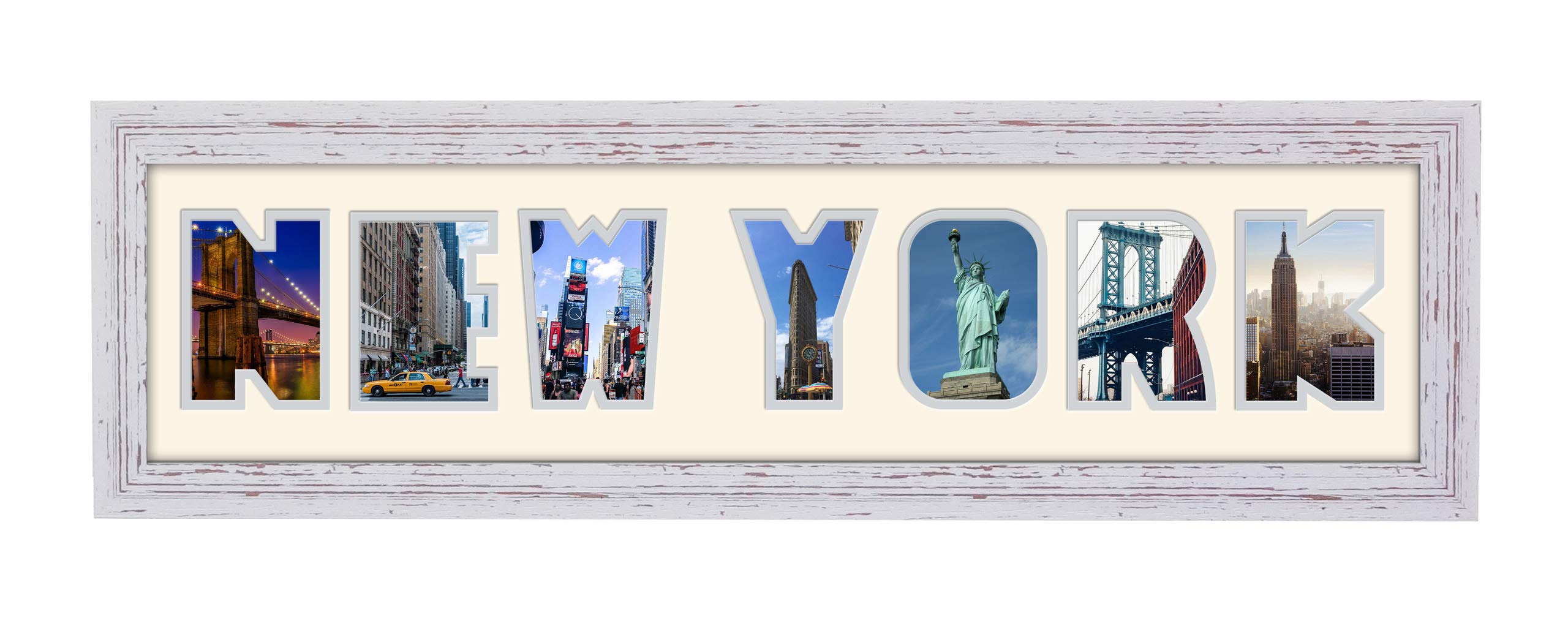 Photos In A Word Shabby Chic Finish Frame Cream Mount Grey Inside New York Word Photo Frame Gift For Your Own Holiday Memories 1260-Dd (Shabby Chic Finish Frame Cream Mount Grey Inside)