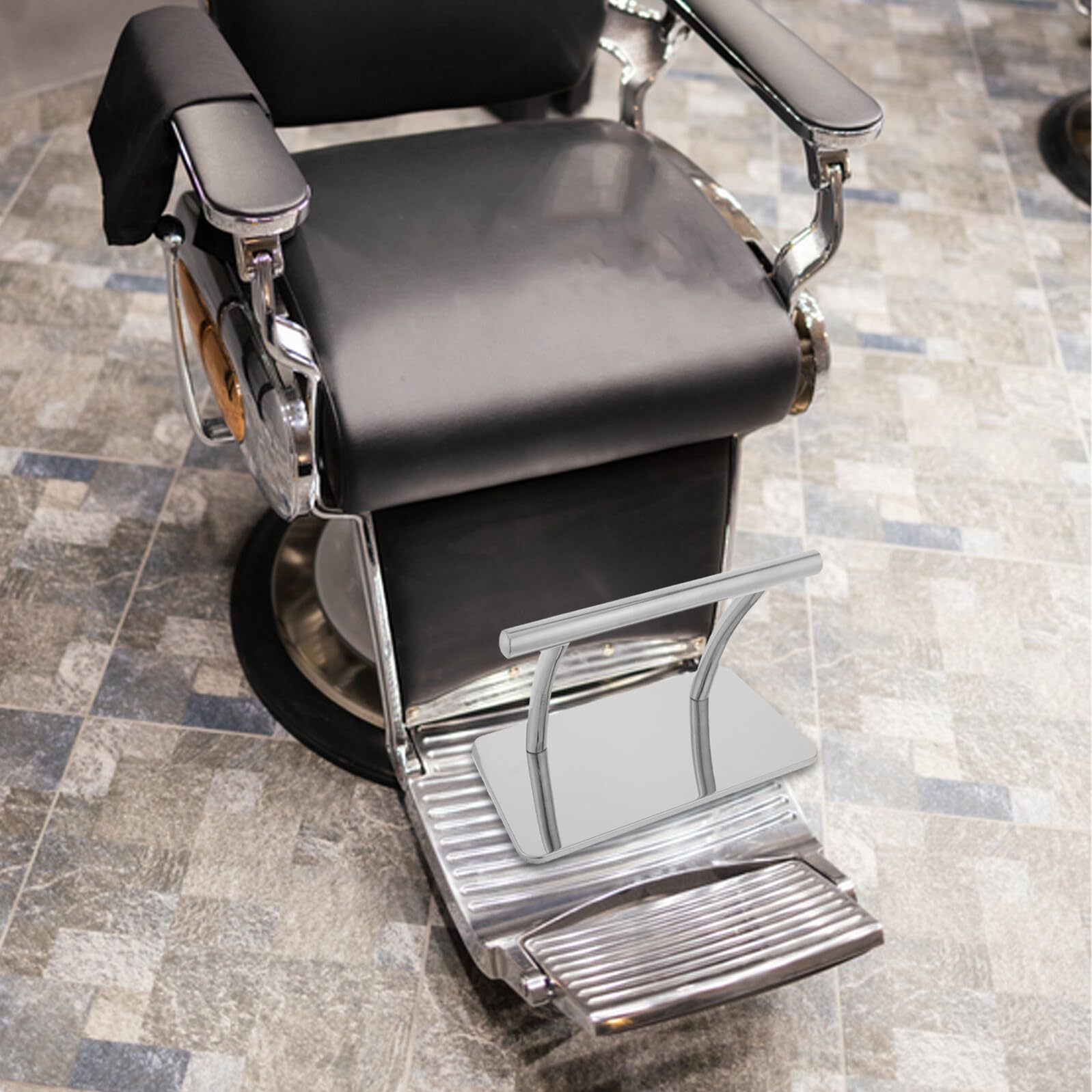 Poggiapiedi in Metallo Resistente e Stabile per Sedia da Parrucchiere, Accessorio Professionale Argento per Saloni di Bellezza e Spa