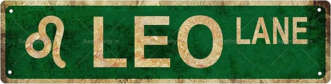 LEO Zodiac Sign Star Sign Vintage Metal Tin Sign, Street Sign, Home Decor, Room Decor, Wall Decor, Bathroom Decor, Bar Decor, Cafe Decor, Garage Decor, 16 x 4 Inch