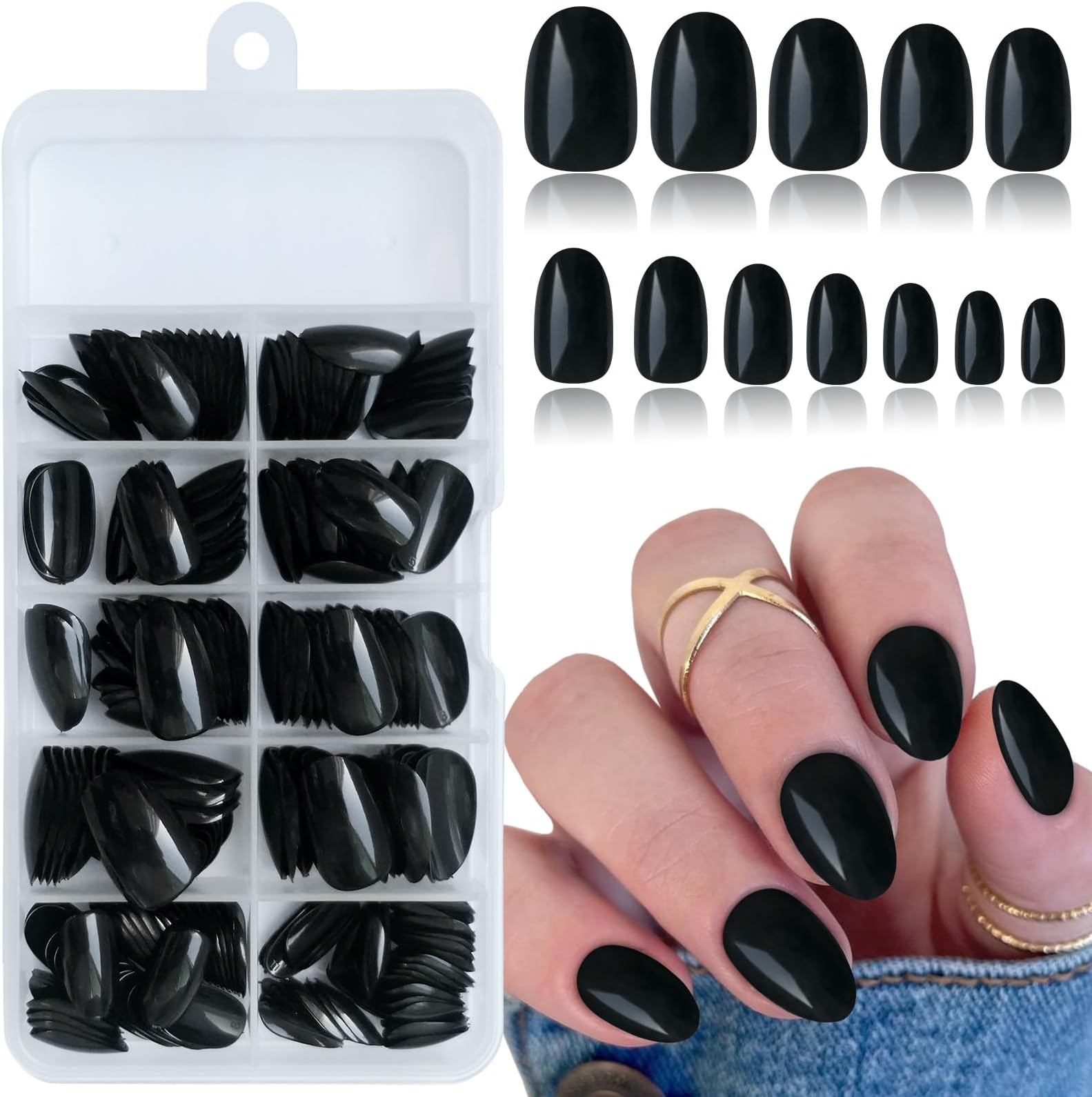 Bellelfin 240Pcs Almond Press on Nails Short, Glossy Peach