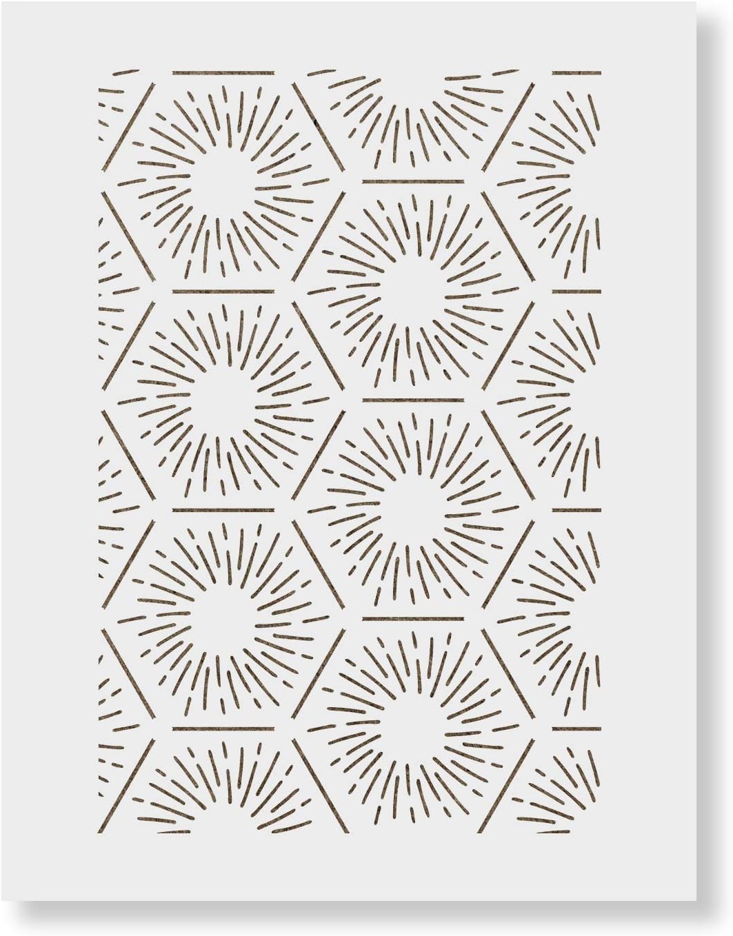 Hexagon Burst Pattern Wall Stencil - All Over Wall, Wall Stencils, Large Wall Stencil, Wall Stencil - Use Stencils for A Wallpaper Look
