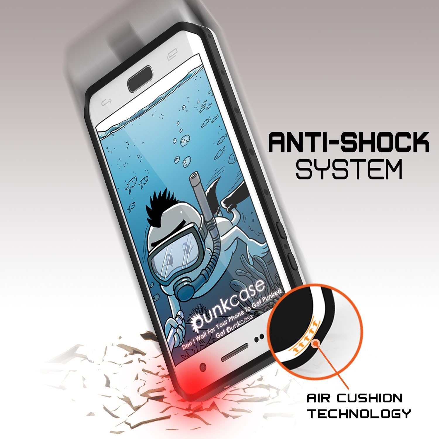 PunkCase Galaxy S7 Edge Waterproof Case, [StudStar Series] [Slim Fit] [IP68 Certified] [Shockproof] [Dirtproof] [Snowproof] Armor Cover for Samsung Galaxy S7 Edge [White]